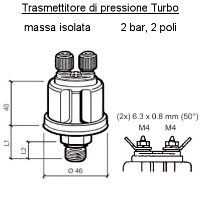Sensore Pressione Turbo (2 Bar) M12 X 1.5, per Barca